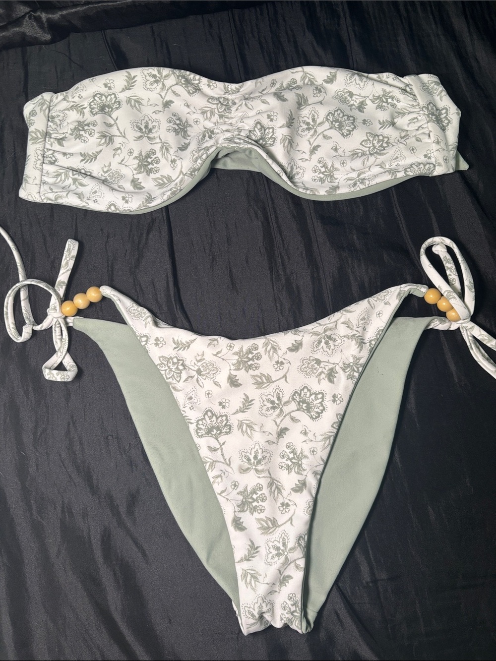 Hollister Floral Bandeau Bikini Set in Sage Green